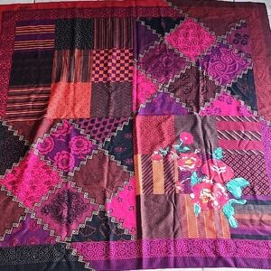 Souleiado Wool Multi Colored Floral Patchwork Design Scarf